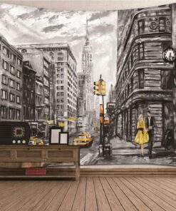CEVAN Wandteppich Städtische Architektur Grau 300x250cm Groß Tapisserie Paar