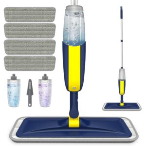 HOMTOYOU Bodenwischer mit Sprühfunktion - Laminat- und Vinylboden Reinigung - Für Familie - Hausgebrauch - 4 Waschbare E