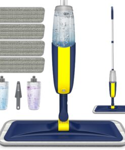 HOMTOYOU Bodenwischer mit Sprühfunktion - Laminat- und Vinylboden Reinigung - Für Familie - Hausgebrauch - 4 Waschbare E