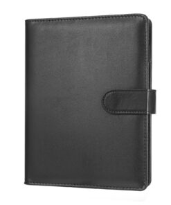 Budget Planner Ringbuch A6 6-Loch-nachfüllbar aus Kunstleder für Businessmänner zum Arbeitstisch Schwarz ohne Innenpapie