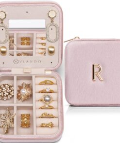 Vlando Reise-Schmuckschatulle Rosa, Schmuck-Organizer-Box für Mädchen und Frauen, perfektes Reisegeschenk für Schwester