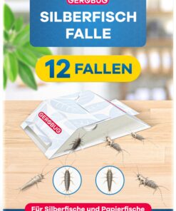 Gerobug Silberfischfalle 12 Stück - giftfreies Lockmittel für alle Wohnräume - effektive Bekämpfung von Silberfischen -