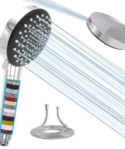 SANYCASA Wassersparend Duschkopf mit Hochdruck für Hard Water und Vielseitige Strahlarten | SANYCASA Duschkopf mit Filt