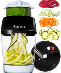 Spiralschneider Gemüse mit Behälter 4-in-1 - Zucchinispaghetti Gemüsehobel für Karotten Gurken Kürbis