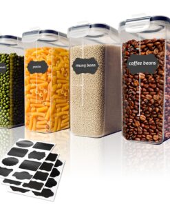 Romon Luftdichte Vorratsdosen 4er Set 4L BPA-frei mit 24 Etiketten Küche Organizer Müsli Zucker
