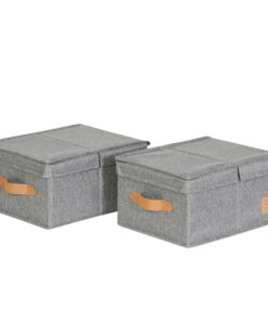 LOVE IT STORE IT Premium Aufbewahrungsbox S - Leinen Stoff - Grau - 33x25x16 cm - 2 Stück Set