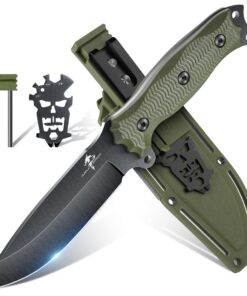 Violett Dragon Outdoor Überlebensmesser mit Kydex Scheide - Robustes Feststehendes Klingen Jagdmesser mit Schärfer für O