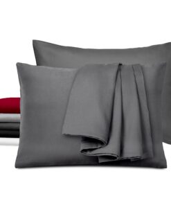 Dreamzie 2er-Set Satin Kissenbezug 40x60 cm - 100% Baumwolle Oeko-TEX - Dunkelgrau - Kissenhülle 2X - Wohltaten für das
