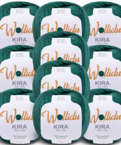 Wollidu Kira 100% Baumwolle - Dunkelgrün zum Stricken und Häkeln - OEKO-TEX STANDARD 100 - 10 x 50g Set