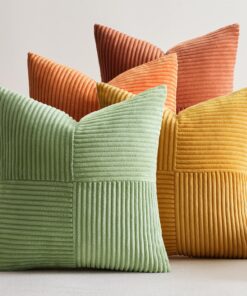 EMEMA Orange-Grün Serie Dekorative Kissenbezug Set für Sofa und Sessel 40x40 cm Herbst Patchwork Design