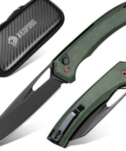 NedFoss MAMBA II Klappmesser - Outdoor Messer mit Survival-Funktionen für Outdoor-Enthusiasten - 8,8CM 14C28N Stahl - Ei