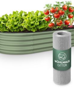 GRUNA Hochbeet Metall 100% Rostfrei für Garten I 120x60x30 cm I 6 in 1 Modular Kit I Formstabil Dank Verstrebung I Grün