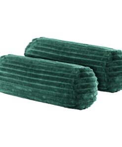 BaSaTex 2er Pack Nackenrolle Kissenbezug 100% Mikrofaser Plüsch Dunkelgrün | Öko-Tex Zertifiziert | Cashmere Touch Rip C