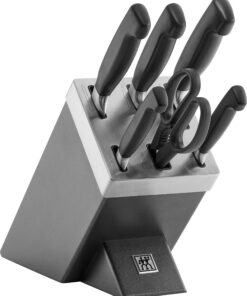 ZWILLING Vier Sterne Selbstschärfender Messerblock, Edelstahl, Küchen-Assistent für professionelle Kocher, Grau | ZWILL