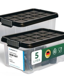 Novaliv 2x Stampfbare Storage Boxes 5L Anthrazit für Essensspeicherung BPA-frei Kunststoff 30 x 19 x 14 cm