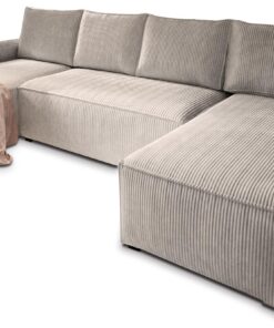 Masseno Ecksofa ASPRA mit Schlaffunktion - Wohnzimmersofa für Familien, Beige, POSO 02 Masseno Ecksofa ASPRA mit Schla