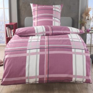 MALIKA kuschelige Baumwolle Soft Fein Biber Bettwäsche 135x200 + 80x80 Kissenbezug, flauschig warm für Winter, Größe:155