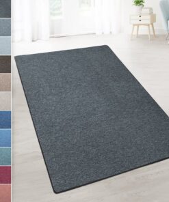 Casa Pura Teppich Läufer London - Meterware - Flacher Schlingenflor für Wohnzimmer, Flur, Küche - Anthrazit 80x150 cm OE