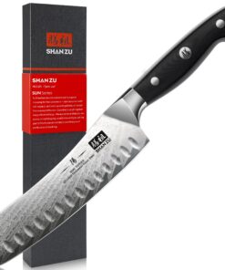 Pflegedanke Profi Kochmesser 18cm Damast 67 Schichten AUS-10 Stahl Schleifenkerneig, praktischer G10 Griff, Geschenkbox