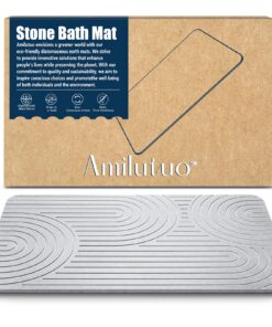 Amilutuo rutschfeste Diatomite Stone Badematte Wellen Grau