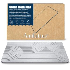 Amilutuo rutschfeste Diatomite Stone Badematte Wellen Grau