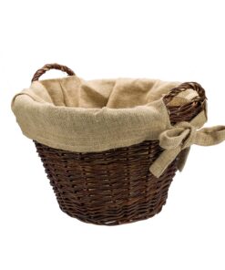 Weide-Kaminholzkorb für Holz mit Jute 40x39cm - Brennholzkorb | Holzkörbe zum Aufbewahren von Feuerholz - Kaminholzkorb