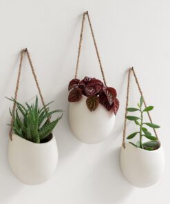 Kazai Ellie Wandvasen | Hängende Keramik-Blumentöpfe 3-teilig | Creme (matt)