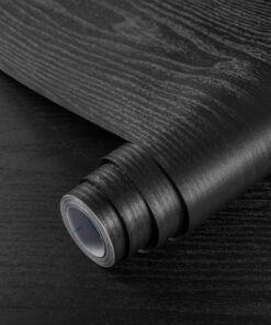 Hode Klebefolie Möbel Holzoptik Schwarz 40X300cm Wasserdicht für Küche und Schränke
