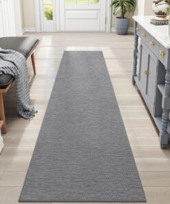 DEXI Küchenteppich Läufer, waschbar rutschfest, Wohnraum & Flur Absorber, antistatisch & dauerhaft, 4|5x200cm Grau OEKO-