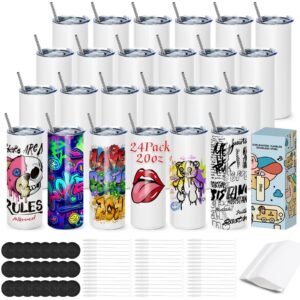 Cafultgo 20 OZ White Edelstahl Tumbler mit Deckel und Stroh, für Gruppenoutings, Geschenke, White Blank