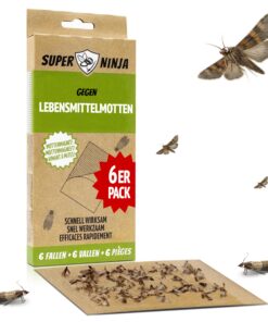 Super Ninja Lebensmittelmottenfalle – 6er Pack, hochwirksame Pheromonfalle, ideal für Küche & Vorratsschränke, schützt 3
