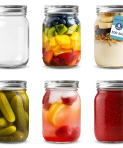 Einmachgläser Mason Jar - 6 Stück Luftdicht für Sauerteig und Meal Prep - 500ml