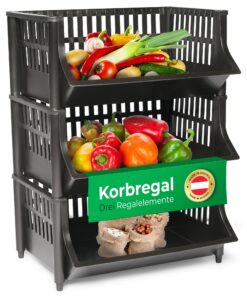 Novaliv Schwarz Stapelregal für Vorratsraum und Keller Aufbewahrung