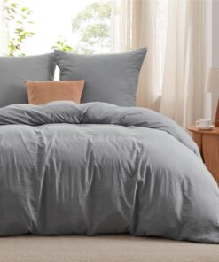 BEDSURE Bettwäsche Weich Baumwollähnlich - OEKO-TEX Vorgewaschene Deckenbezug Bedding, 200x220 cm Grau