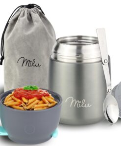Milu® Thermobehälter für Essen 450ml, Thermobecher für Erwachsene und Kinder, Warmhaltung bis 6 Stunden, Speisebehälter