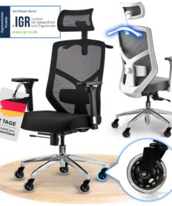 ELITESEATS Kratzerfreie Rollen Bürostuhl [TESTSIEGER] | Atmungsaktiv | Belastbar 150 kg | Home Office Schreibtischstuhl