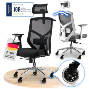 ELITESEATS Kratzerfreie Rollen Bürostuhl [TESTSIEGER] | Atmungsaktiv | Belastbar 150 kg | Home Office Schreibtischstuhl
