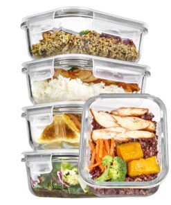 Vtopmart Glas Vorratsdosen 625 ml luftdicht mit Schnappdeckeln 5 Stück Mikrowelle Backofen sicher