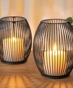 GoMaihe Kerzenständer 2er Set für Wohnzimmer und Schlafzimmer mit Windlicht Funktion undVintage Design, Metall Öffnen un