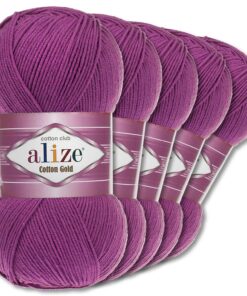 Wohnkult Alize 5 x 100 g Premium Wolle| Sommerwolle Garn Stricken Amigurumi (122 | Pflaume)