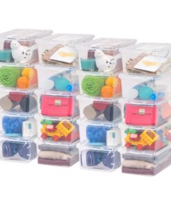 Iris Ohyama Vielseitige Aufbewahrungsboxen 5L x 20er-Set, transparent, leicht schließbare Deckel, stapelbar, für Schrank