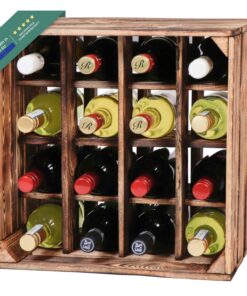 LaubLust Großes Vintage Weinregal - Holz Geflammt - Flaschenregal 16 Fächer | Weinaufbewahrung & Deko LaubLust Vintage