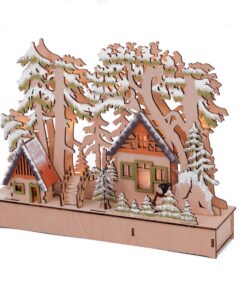 Spetebo Holz Winterlandschaft für Tischdeko - 30x23 cm, 10 LED, perfekt für Weihnachtsfeiertage | Spetebo Weihnachts Do