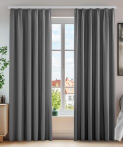 Deconovo Vorhänge mit Kräuselband Verdunkelung Hellgrau 2er Set Global Recycled Standard OEKO-TEX STANDARD 100