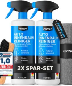 PRINOX Profi Auto Innenraum Reiniger Set 2 x 580ml - Innenpflege für Kunststoff, Polster, Leder & Armaturen - Autopflege