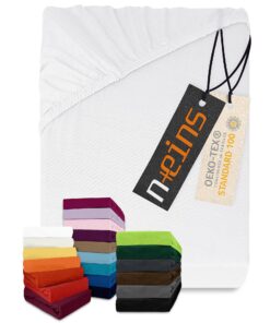 NPluseins klassisches Jersey Spannbetttuch - weiß - 100% Baumwolle - für das ganze Familienzimmer - 159.192 mm x 200 cm