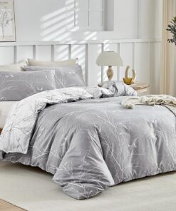 Lekesky Bettwäsche 155x220, Florales Muster Mikrofaser Bettwäsche Set für Familien, geschlafbereite Zimmer mit Kopfkisse