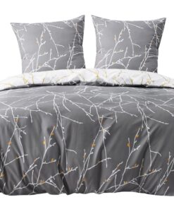 BEDSURE Bettwäsche 155x220 Baumwolle Grau - ÖKO-TEX Standard 100 - Bettwäsche-Sets 155 x 220 cm mit Wendebettbezug und 2