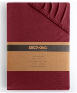 DecoKing Spannbettlaken 100% Baumwoll Jersey Bordeaux Amber Spannbett Tuch 200x200 200x220