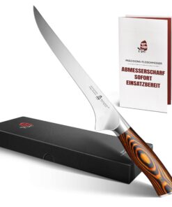 TUO Ausbeinmesser Filetmesser 18cm - Edelstahl Küchenmesser für Fleischverarbeiter mit ergonomischem Pakkawood Griff - F